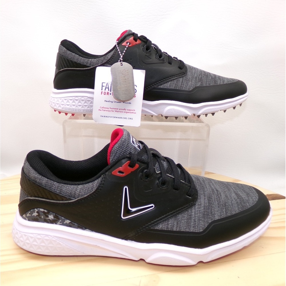 Callaway Coronado V3 SL Golf Shoes Mens Black Gray Red Sz 8.5 Spikeless Sneakers